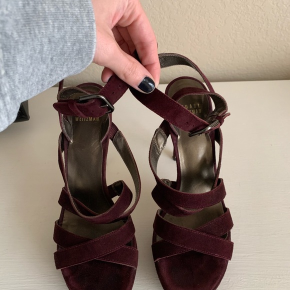 Stuart Weitzman Strappy Platform Heels - Suede 7 - Picture 2 of 6